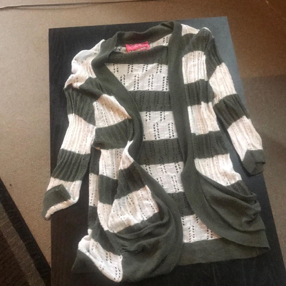 Green and white stripped cardigan